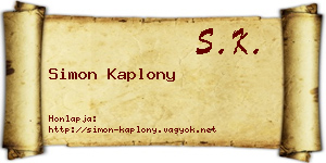 Simon Kaplony névjegykártya